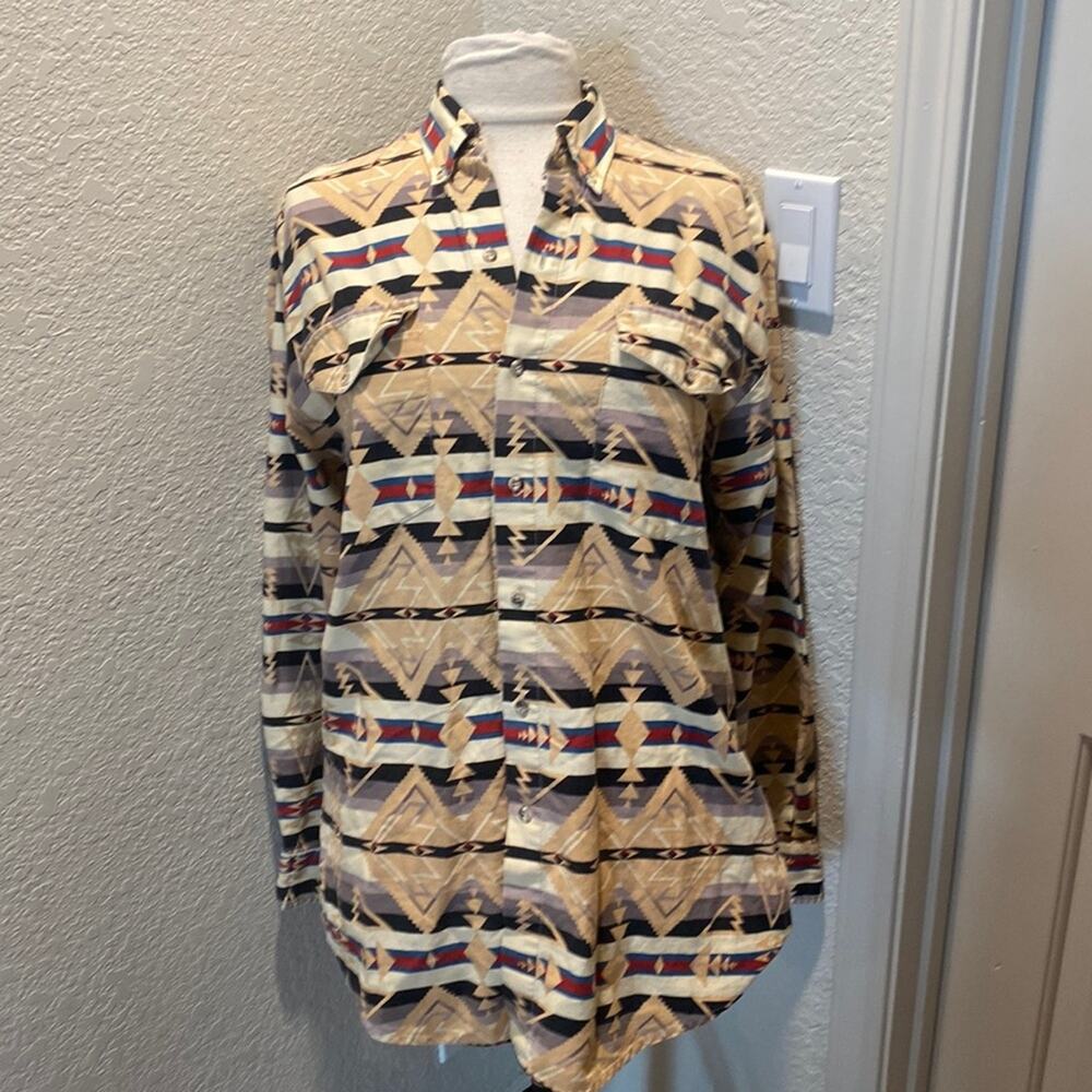 Vintage Cowboys’ Turtle Association Western Long Sleeve Button Down Shirt Sz Lg